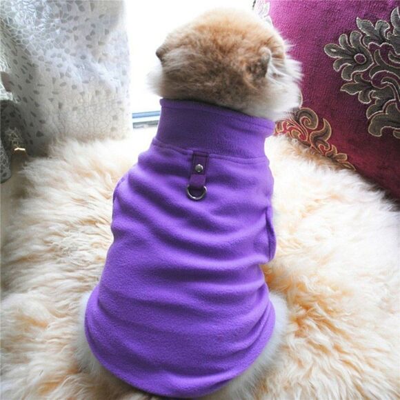 DAILY LIFESTYLE SMALL DOG PLUSH WARM WINDPROOF WINTER VEST - PURPLE - Picture 2 of 4